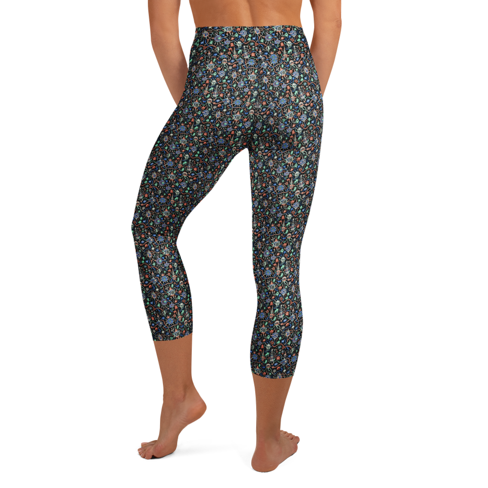 Valentine's Doodles Yoga Capri Leggings - Loving Twist Design alternate view