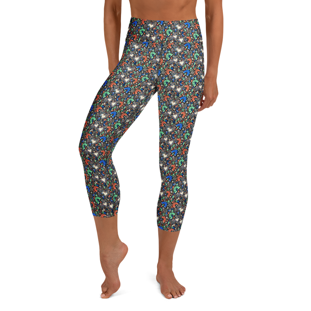 Valentine's Doodles Serenity Flow Yoga Leggings with Heartfelt Designs