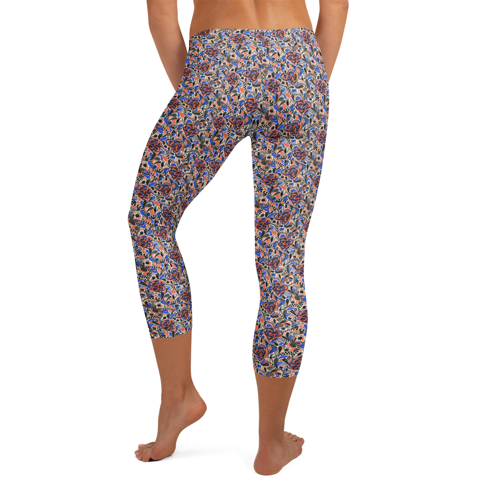 Valentine's Doodle Capri Leggings with Romantic Artwork alternate view