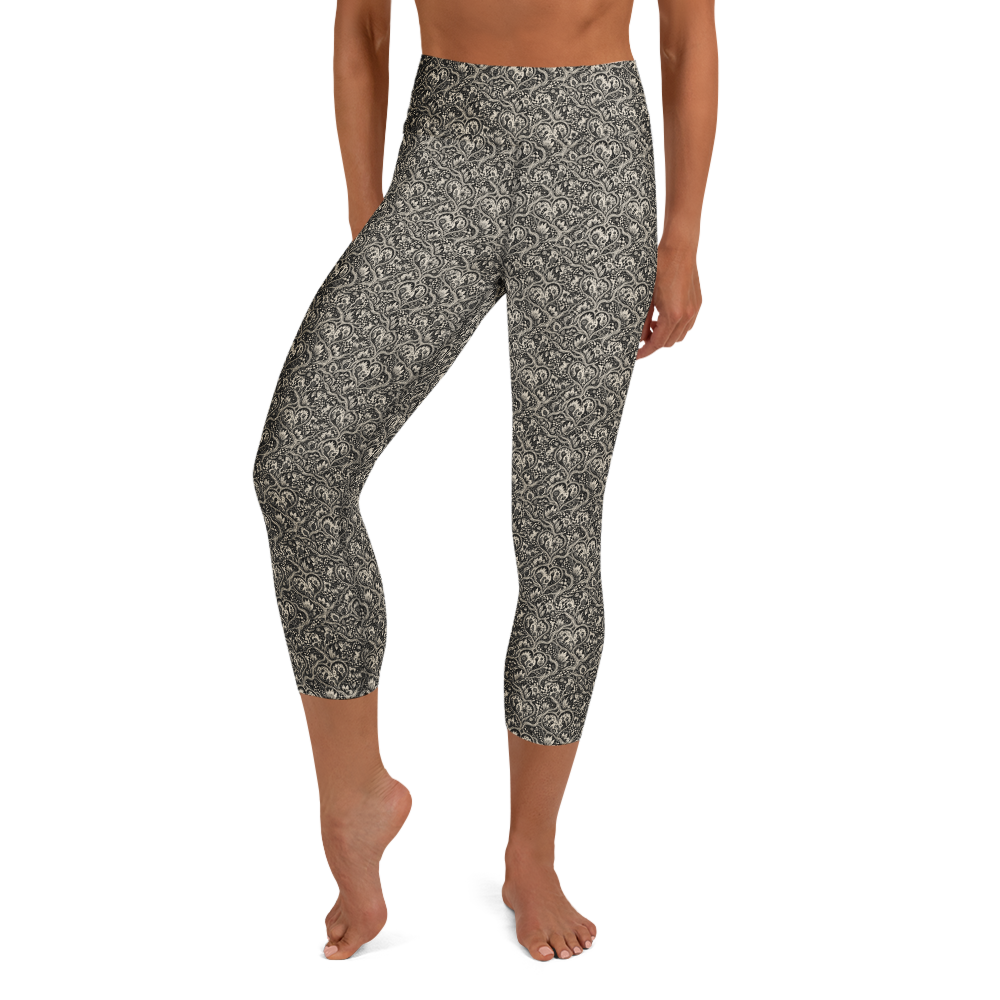 Floral Heart Doodle Yoga Leggings – Flex in Monochrome