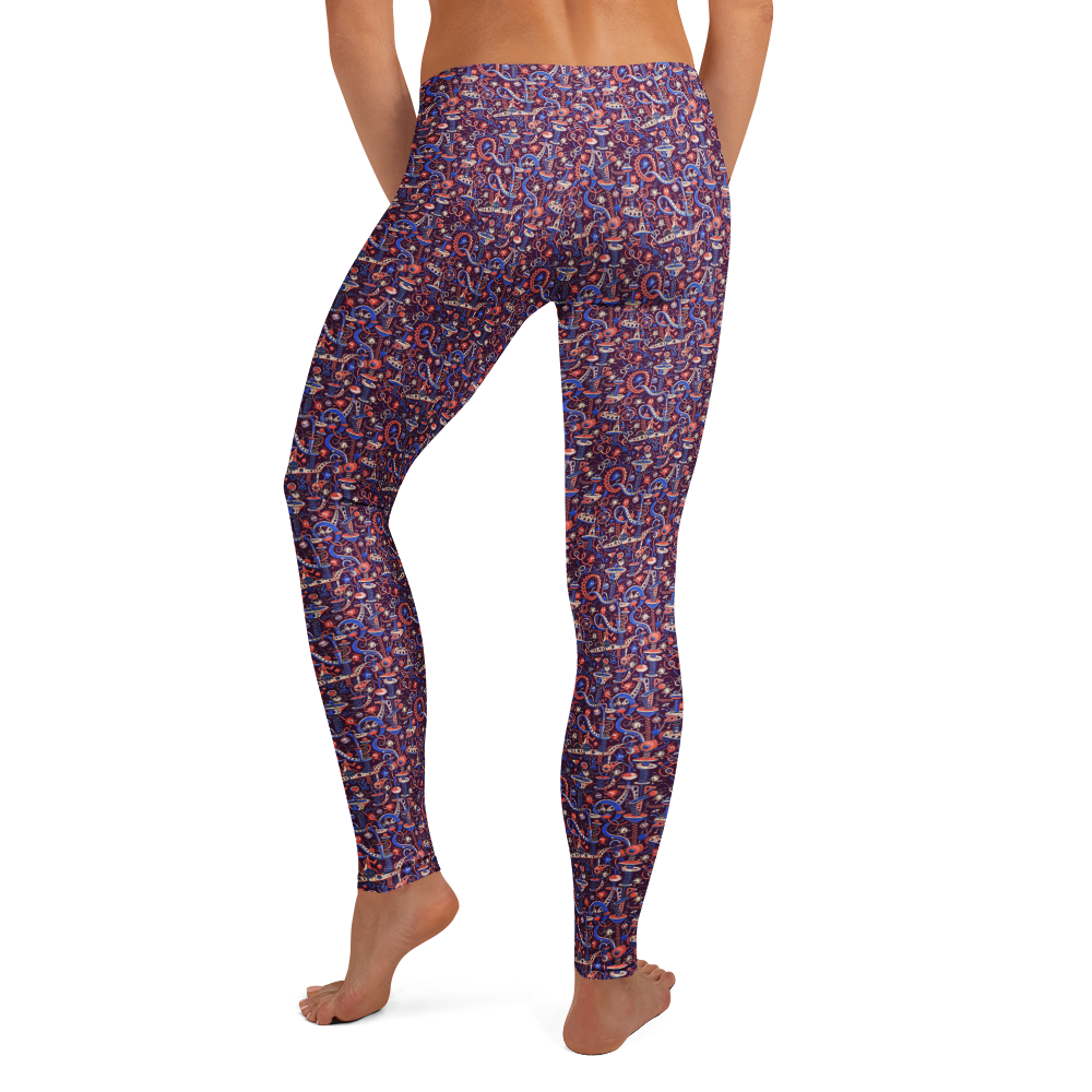 Valentine Amorous Affair Leggings with Doodle Design alternate view