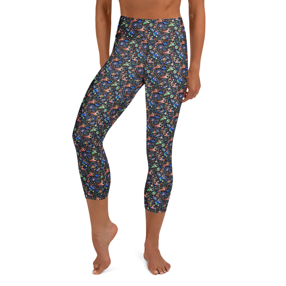 Cosmic Love Yoga Leggings - Valentine's Doodles for Fitness Enthusiasts
