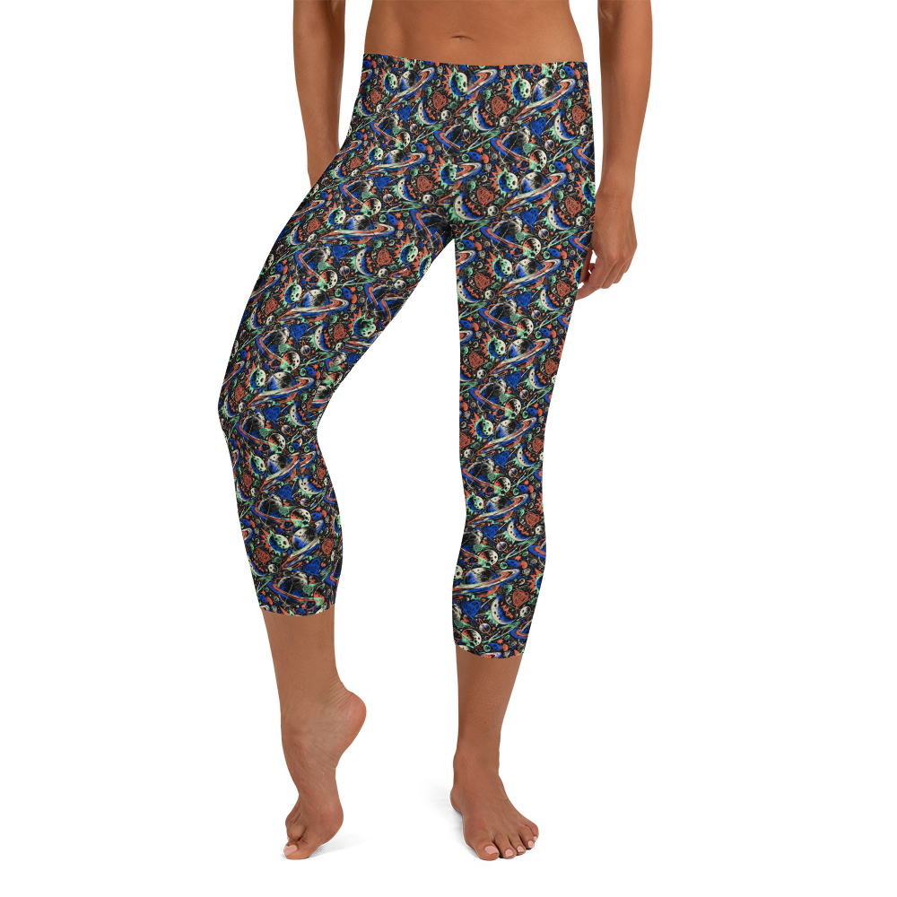 Celestial Romance Capri Leggings - Valentine's Doodles Wear