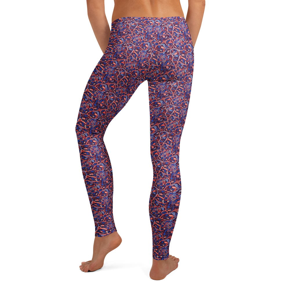 Heart Doodle Leggings with Valentine Love Art alternate view