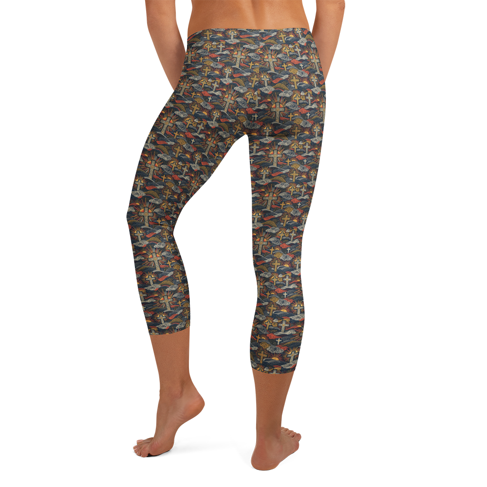 Sunrise Cross Capri Leggings with Easter Celebration Doodle alternate view