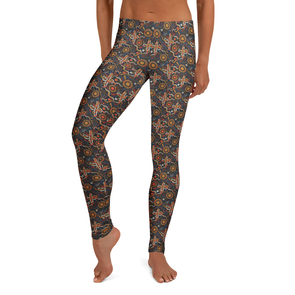 Glowing Easter Cross Scribble Art Full-Length Leggings