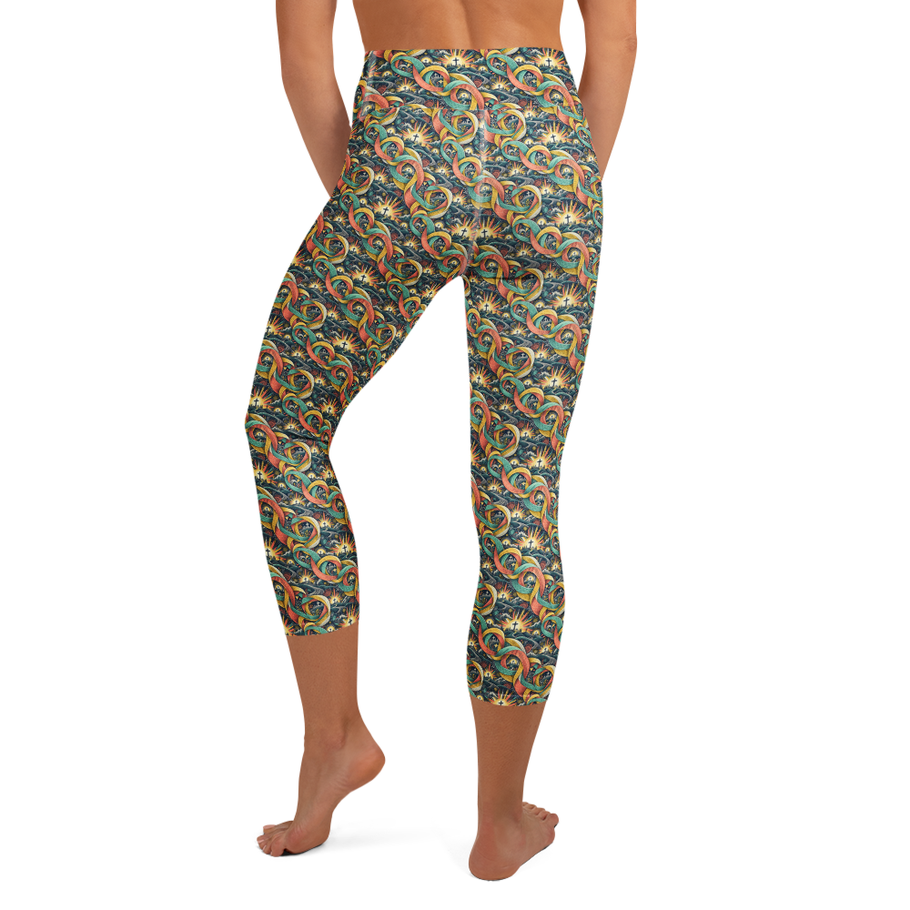 Sunrise Glory Yoga Capri Leggings with Easter Doodle Art alternate view