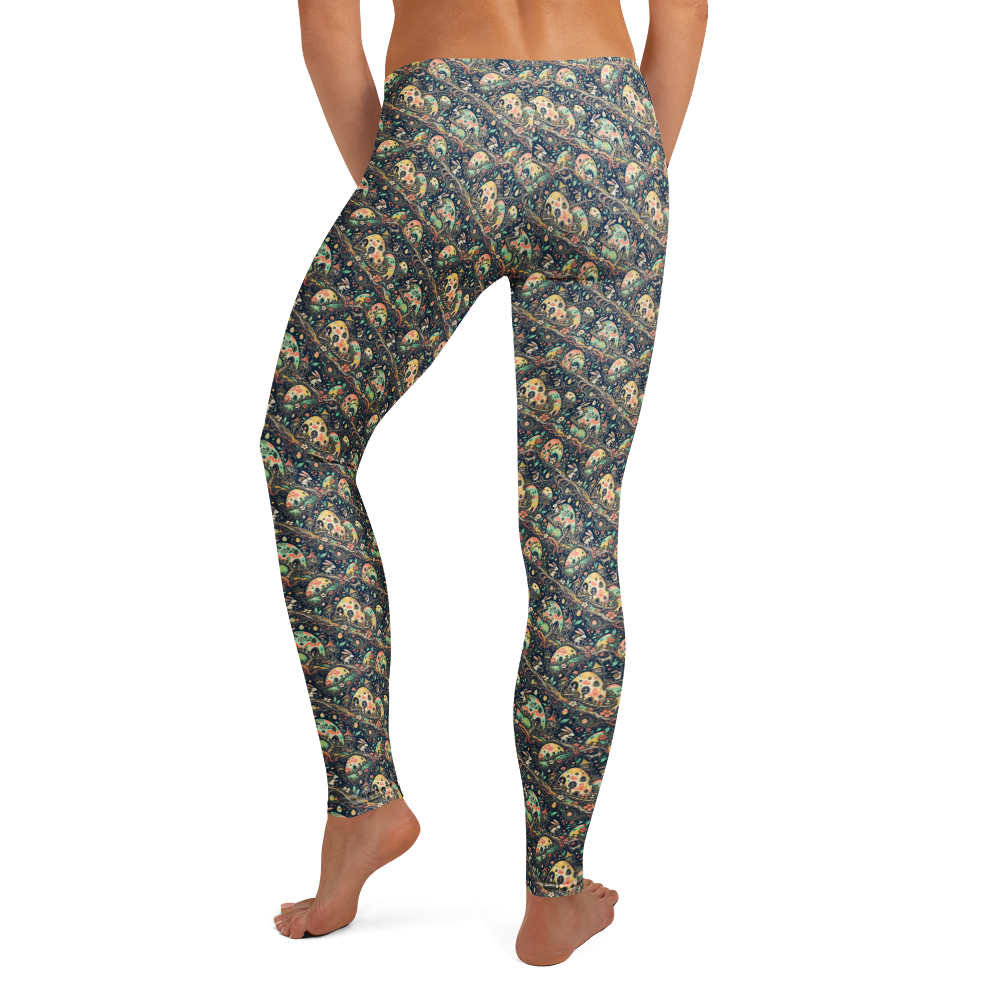Pastel Easter Egg Leggings with Spring Blossom Art alternate view