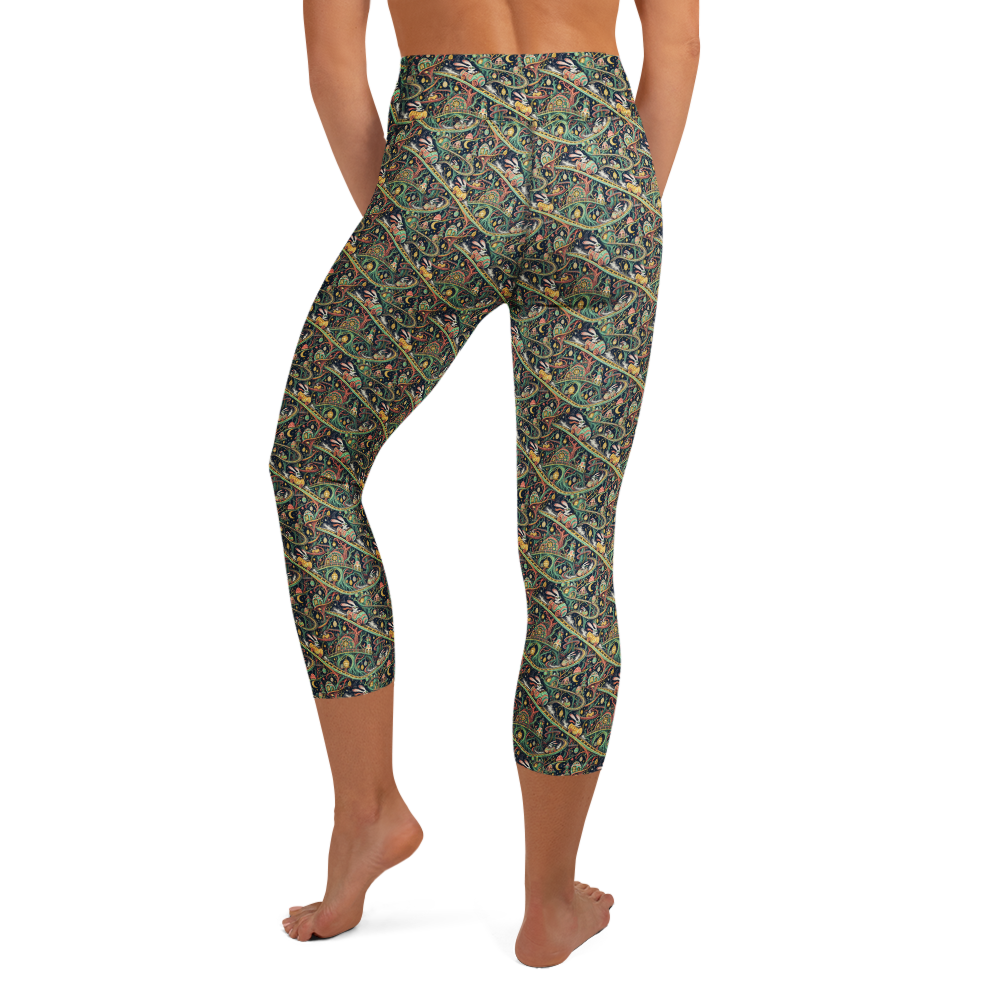 Midnight Egg Tree Yoga Capri Leggings - Enchanted Easter Design alternate view