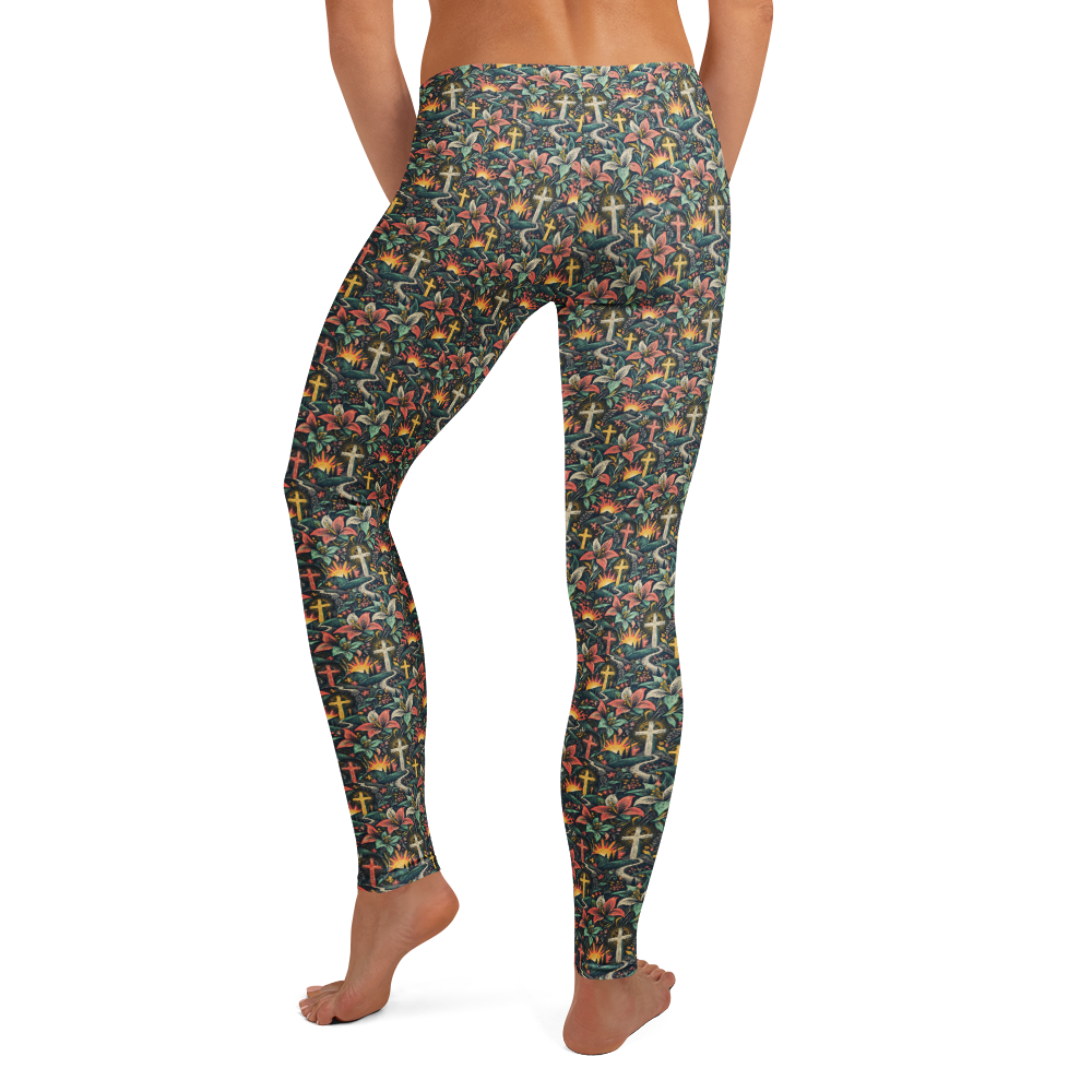 Vivid Floral Cross Leggings alternate view