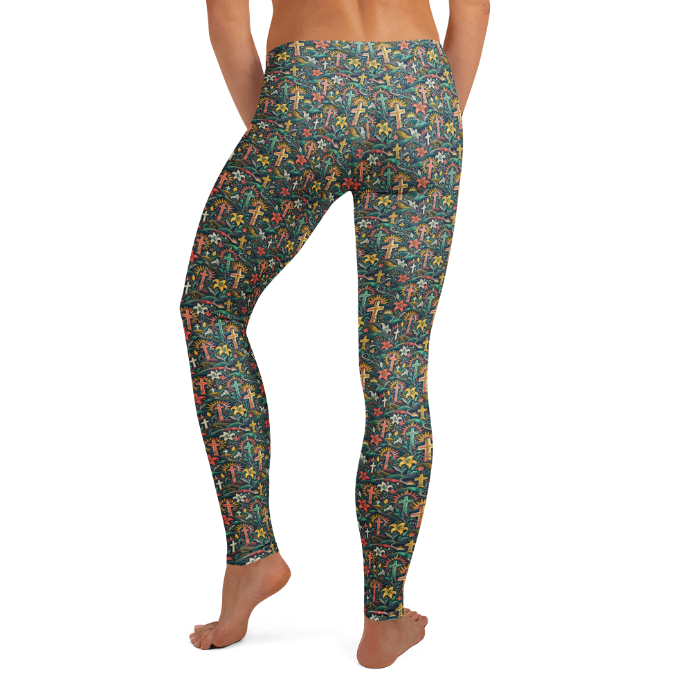 Vibrant Floral Cross Leggings alternate view