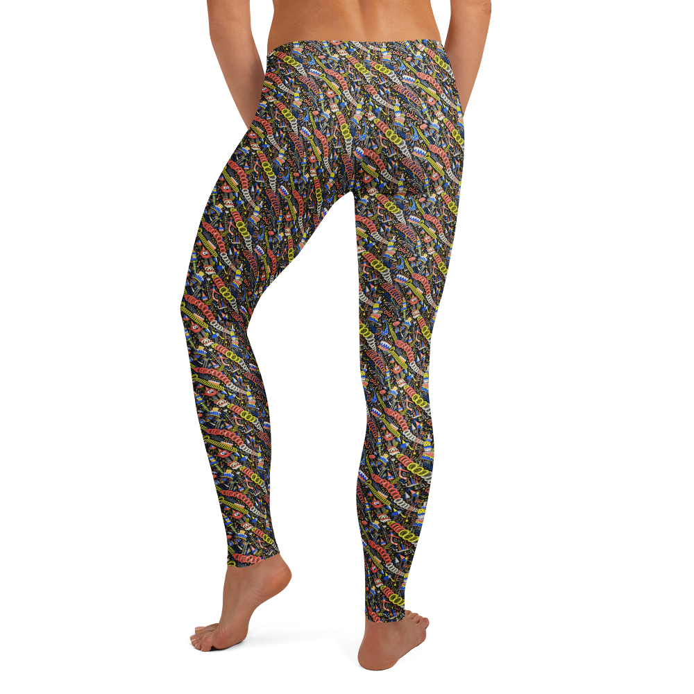 Party Splatter Leggings with Birthday Doodle Art alternate view
