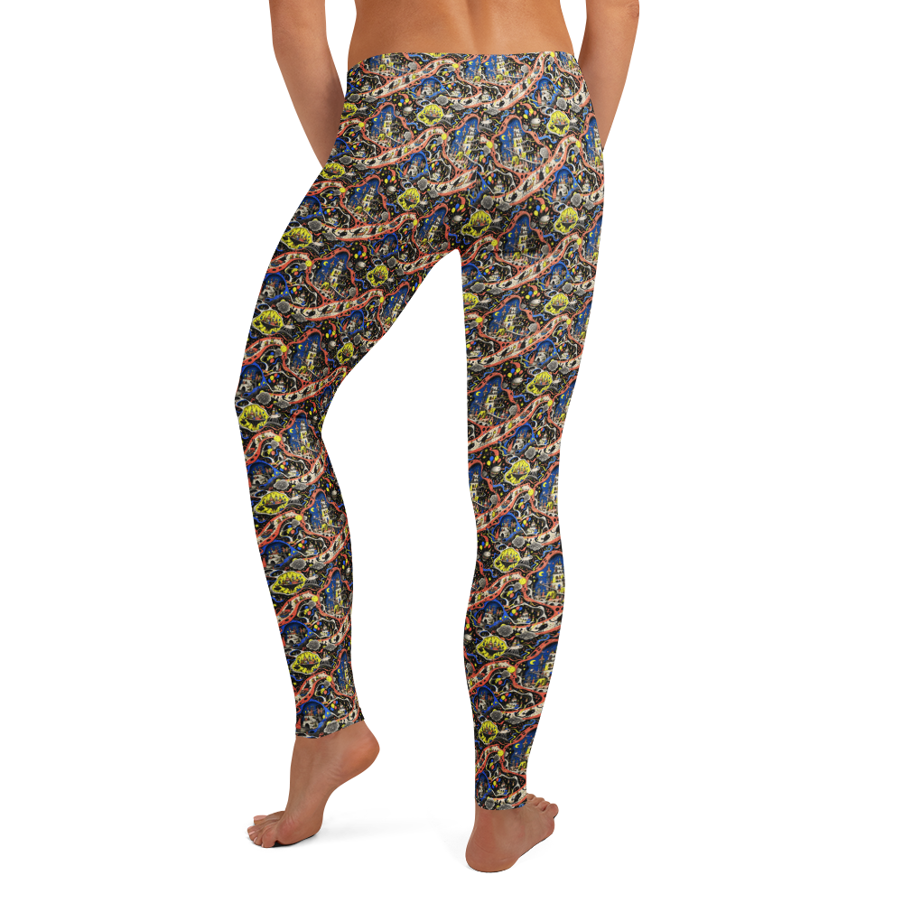 Melancholic Celebration Leggings with Scribble Art alternate view