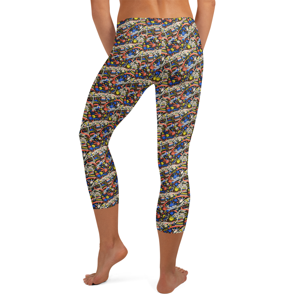 Confetti Capri Leggings with Cheerful Scribbles alternate view