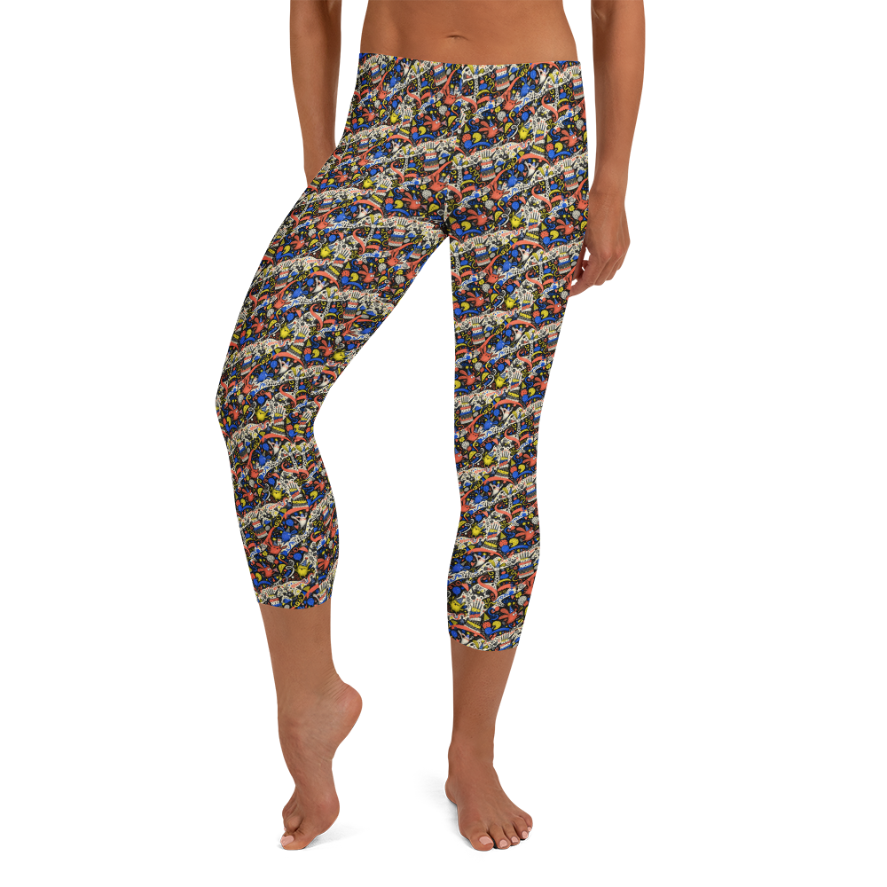Cheerful Confetti Scribble Capri Leggings