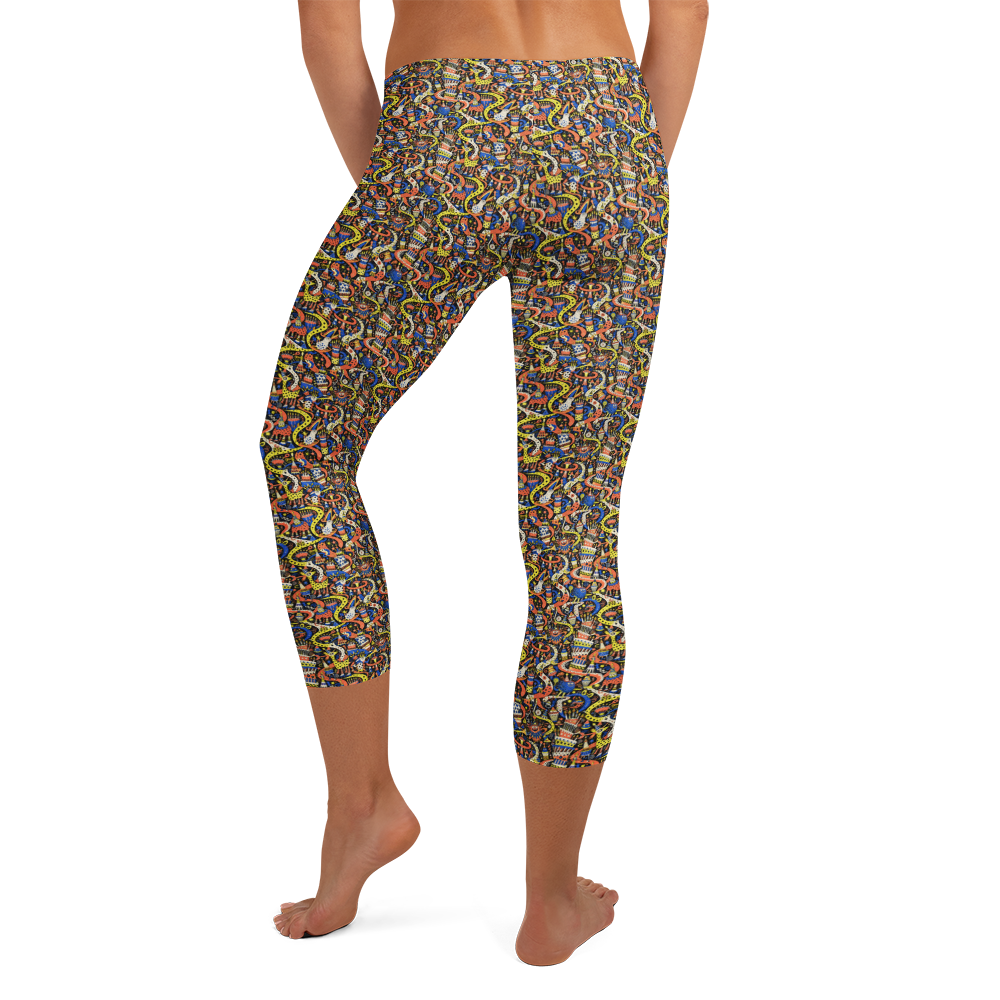 Birthday Whirl Capri Leggings with Vibrant Doodles alternate view