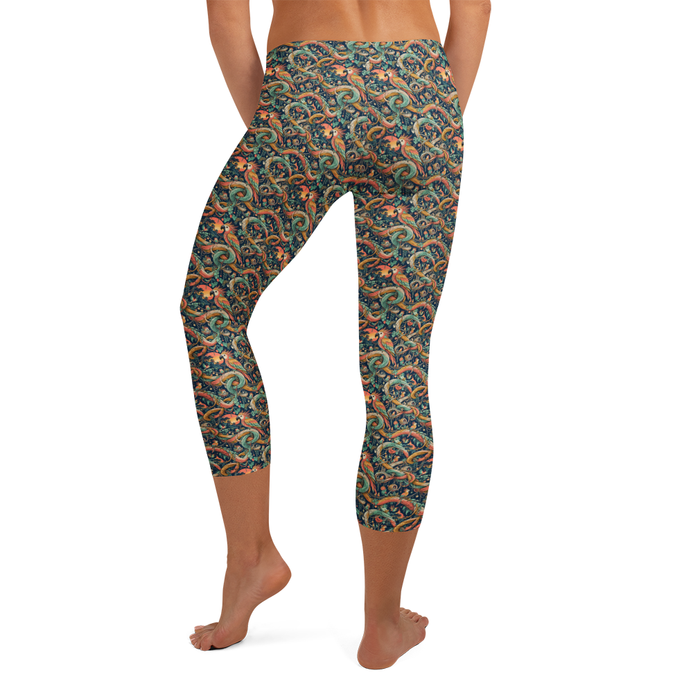 Parrot Capri Leggings with Sunset Canopy Ensemble Art alternate view