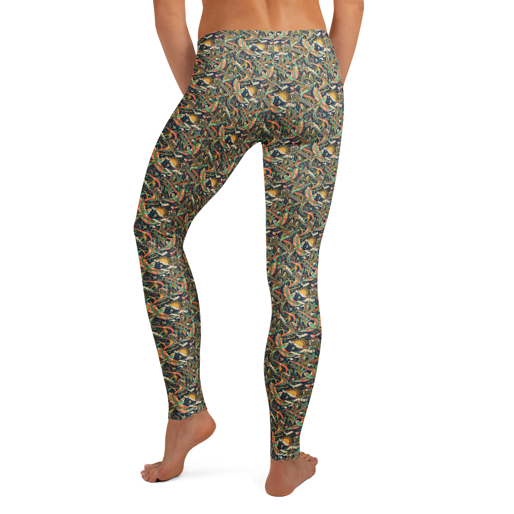 Parakeet Leggings with Golden Sunrise Artwork alternate view