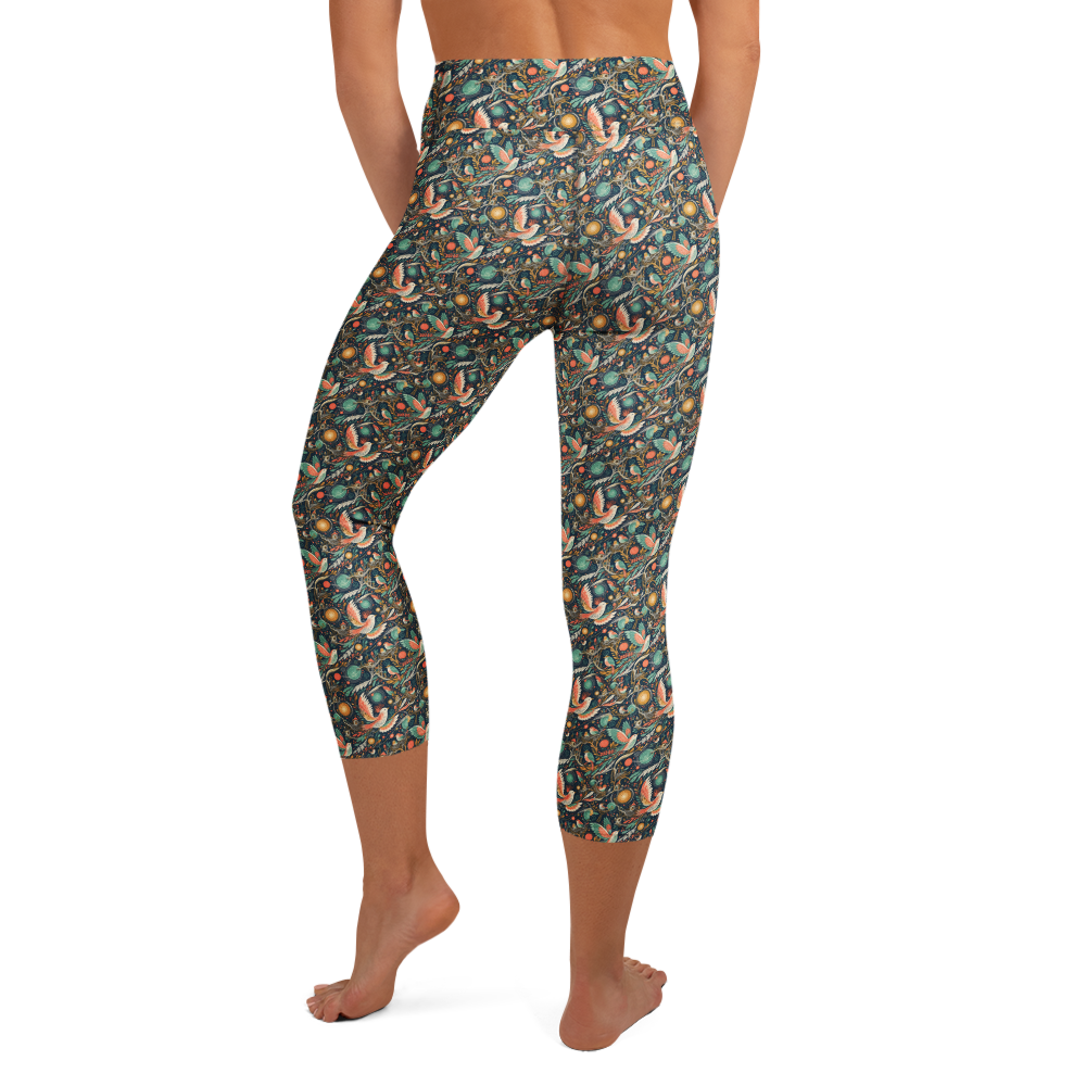 Aviary Yoga Capri Leggings with Serene Bird Artwork alternate view