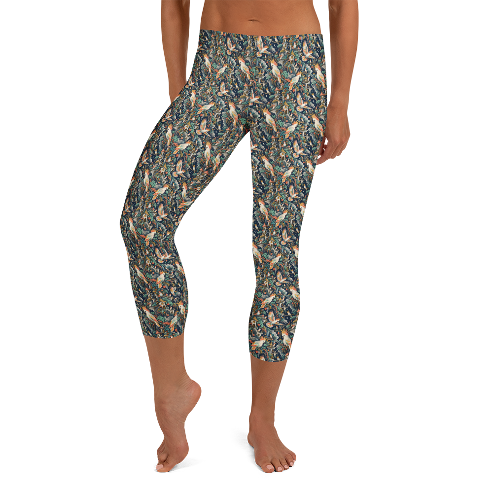 Enchanted Cockatoo Capri Leggings for Women