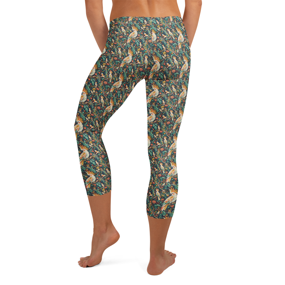Cockatoo Capri Leggings - Serenity Botanical Print alternate view