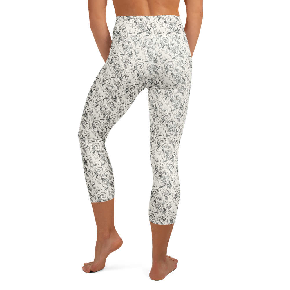 Vortex Harmony Yoga Capri Leggings - Spiral Serenity Design alternate view
