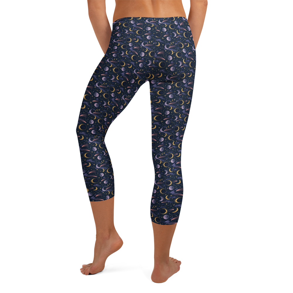 Cosmic Doodle Capri Leggings - Enchanted Eclipse Design alternate view