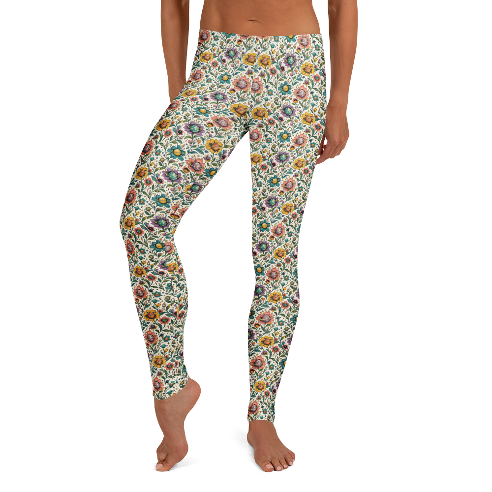 Cosmic Doodle Full-Length Leggings - Galactic Garden Pattern
