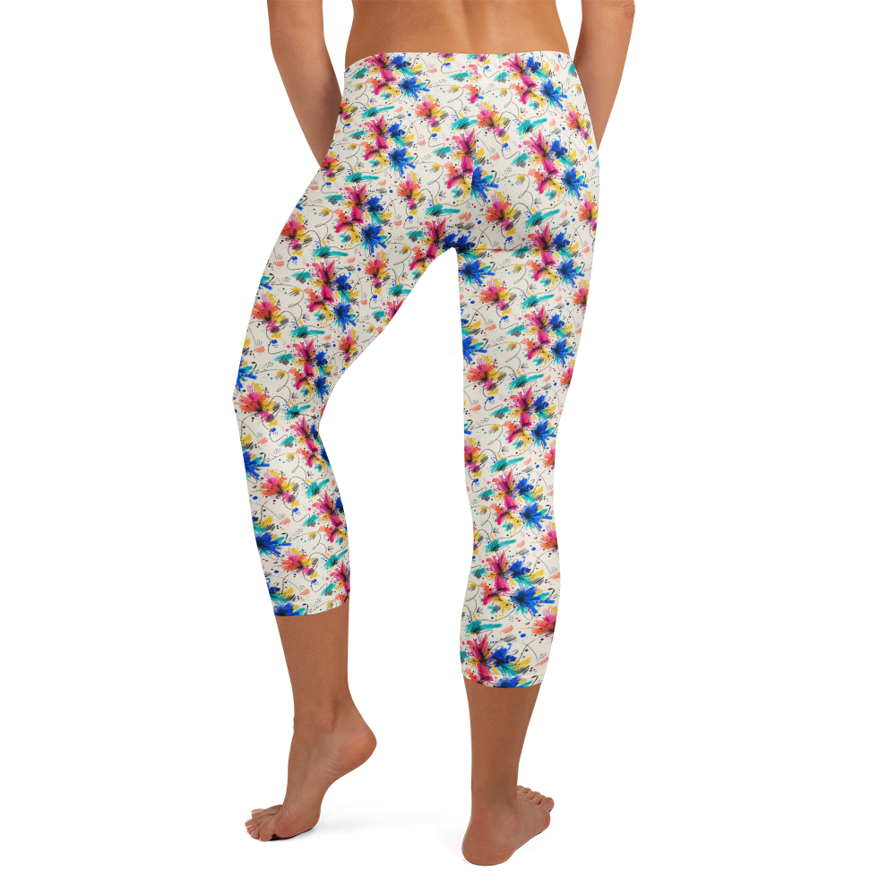 Color Burst Capri Leggings - Spectrum Splatter Design alternate view