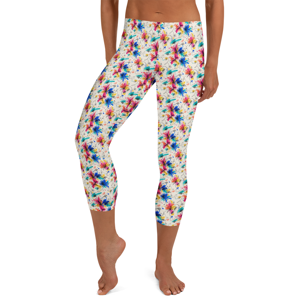 Color burst Creativity Capri Leggings - Spectrum Splatter