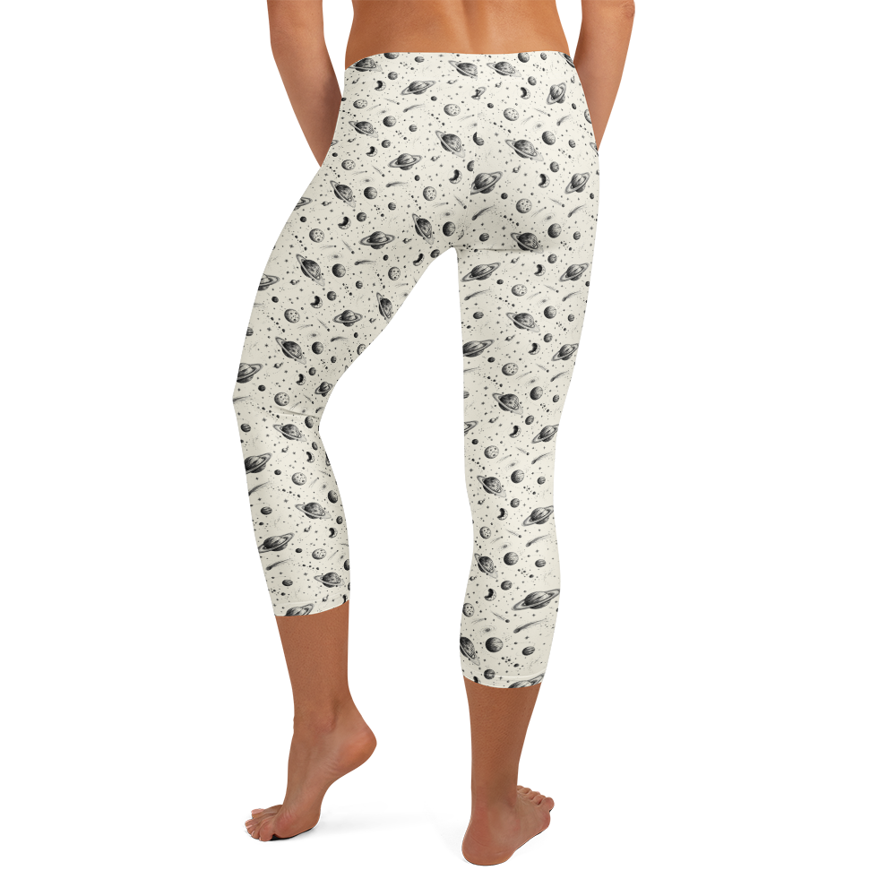 Cosmic Doodle Capri Leggings - Monochrome Universe alternate view