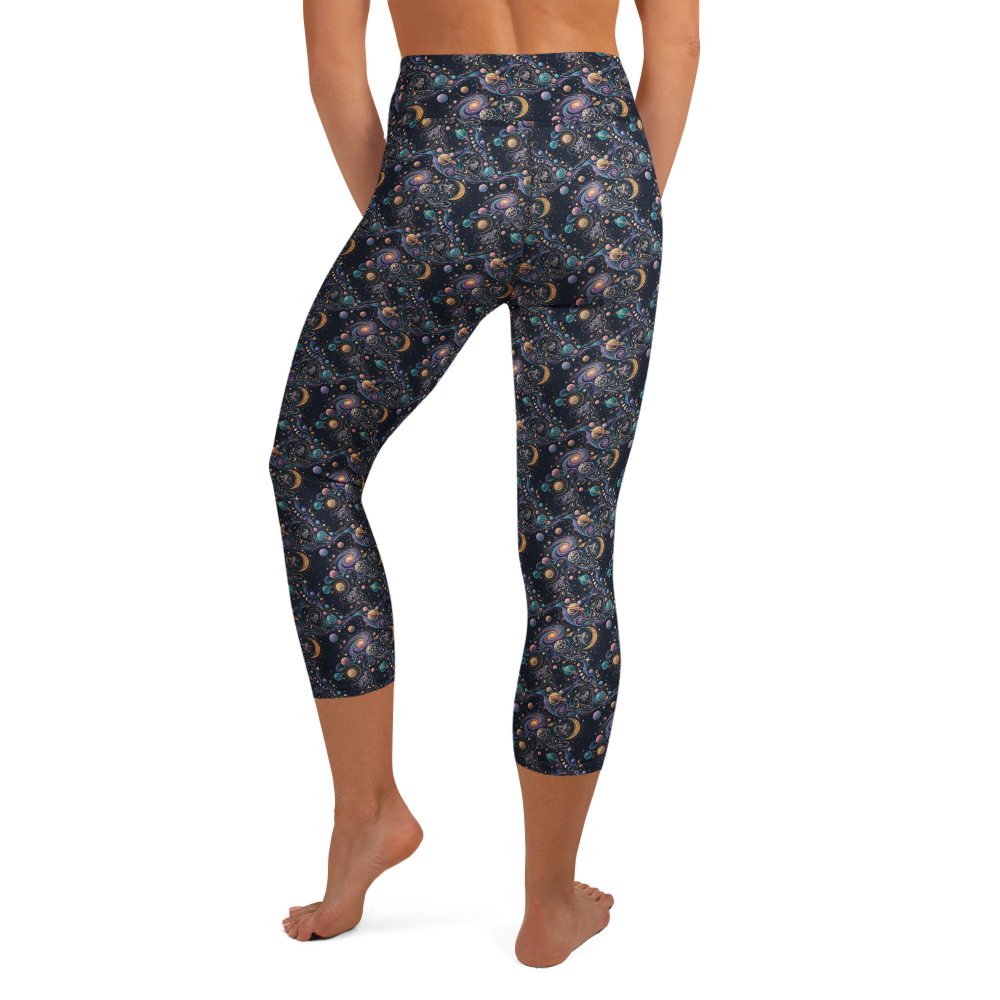 Cosmic Doodle Yoga Capri Leggings - Zen Universe Design alternate view