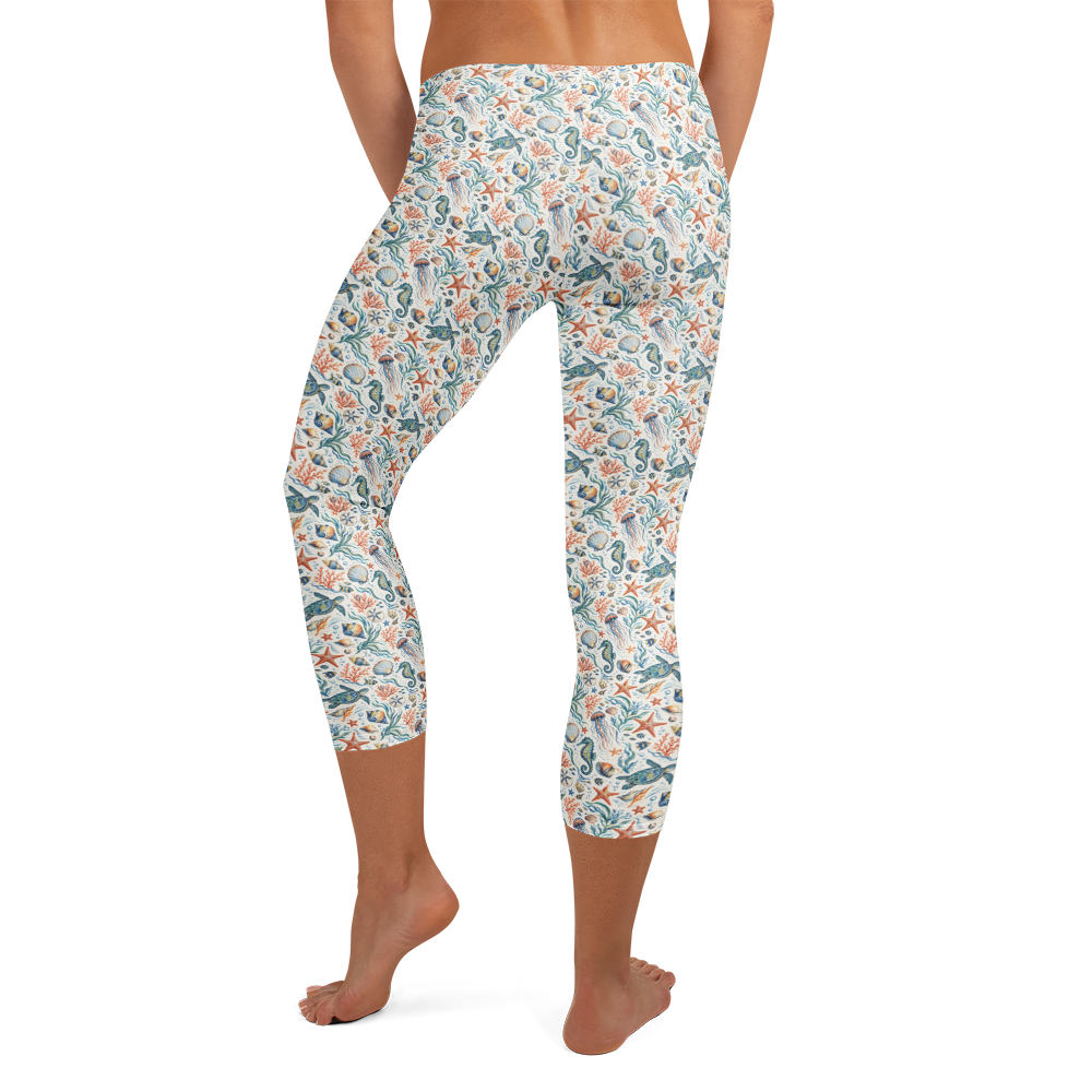 Enchanted Seascape Capri Leggings with Aquatic Doodles alternate view