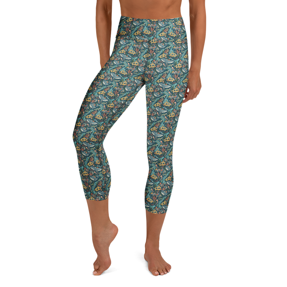 Enchanted Seascape Yoga Leggings - Serene Submarine Pattern