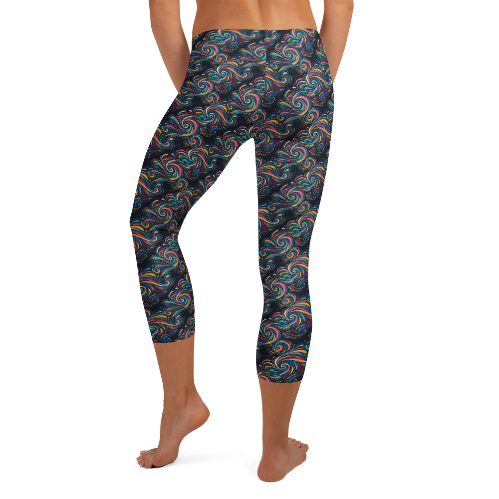 Whirlwind Doodle Capri Leggings with Mesmerising Swirls alternate view