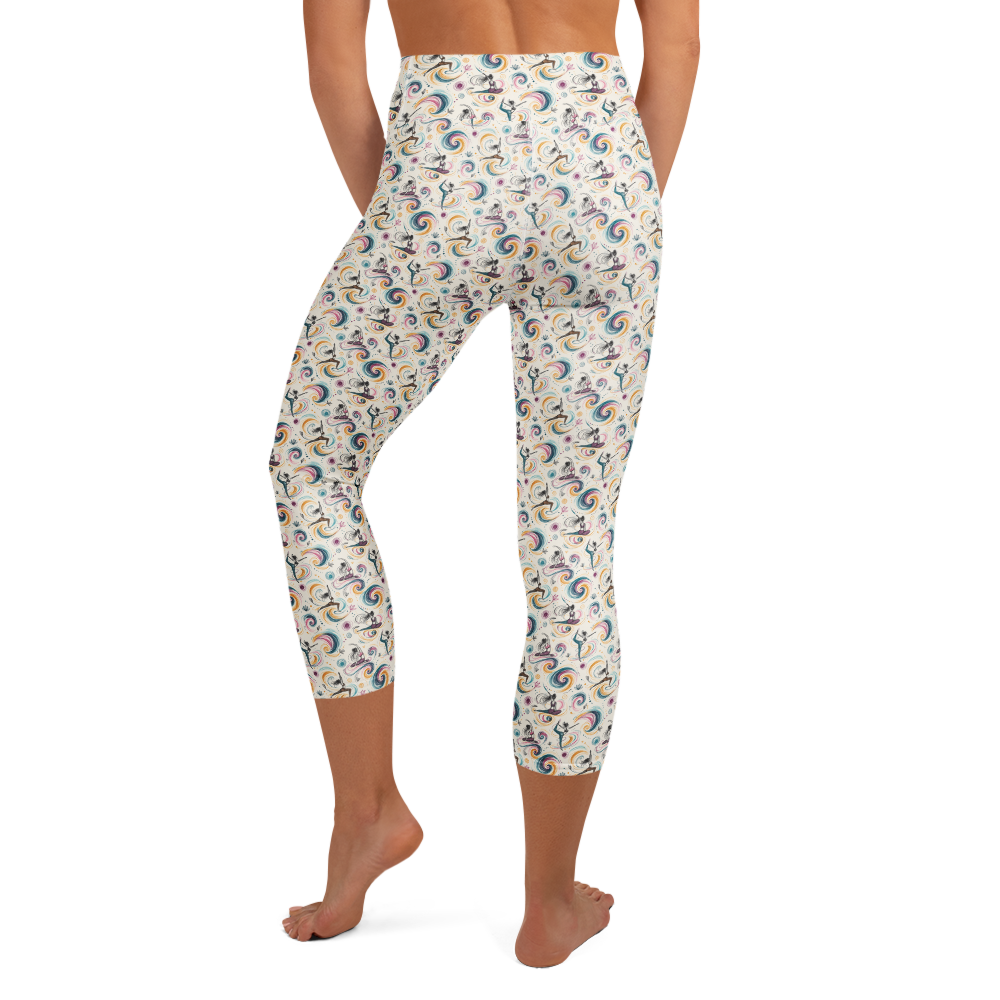 Whirlwind Doodle Yoga Capri Leggings with Mesmerising Swirls alternate view
