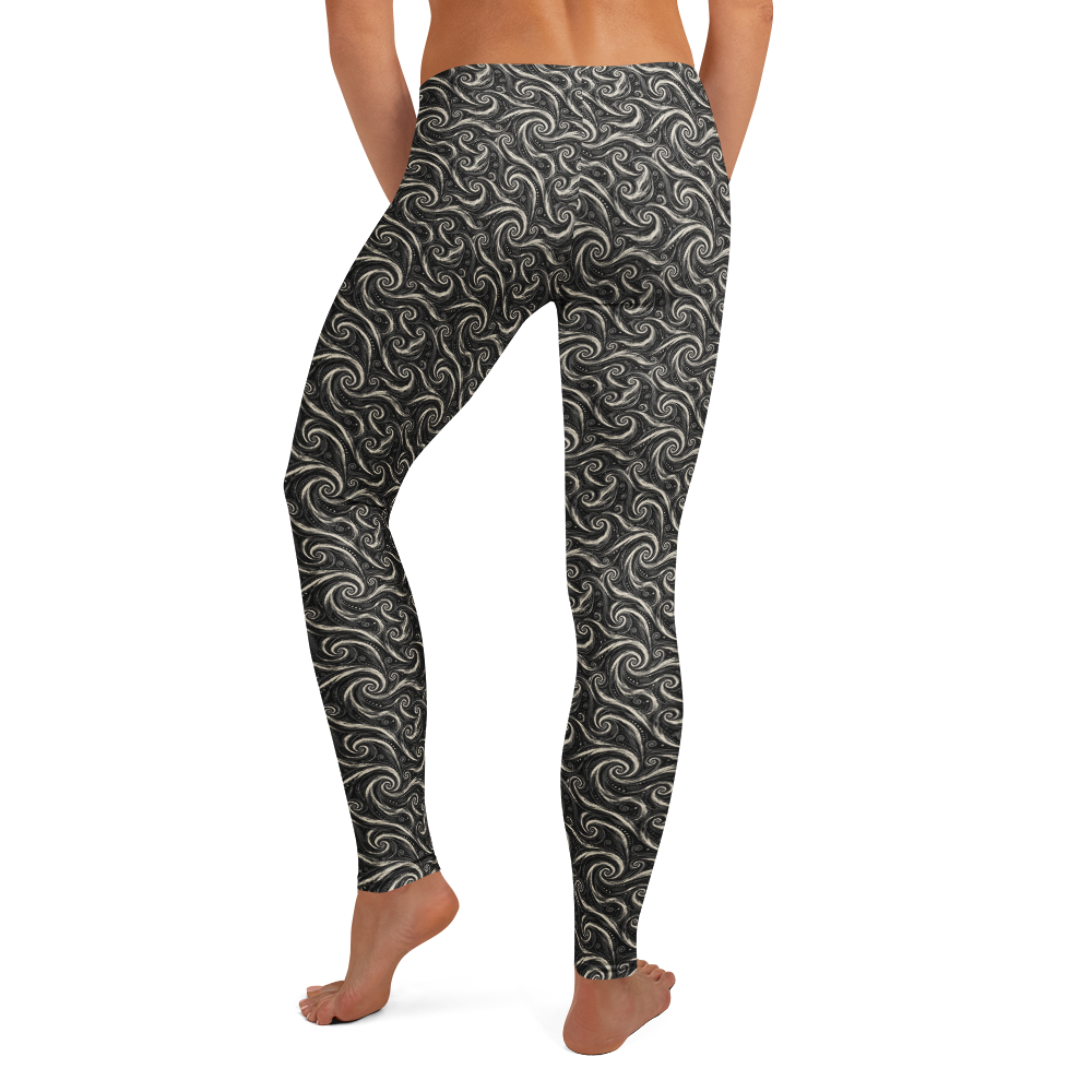 Infinite Spiral Leggings - Hypnotic Monochrome Vortex alternate view