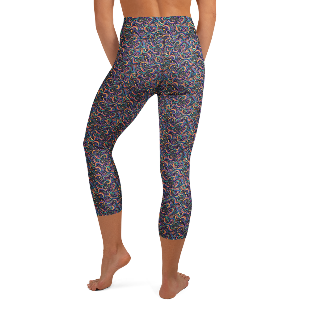 Psychedelic Swirl Yoga Capri Leggings - Eye of Imagination alternate view