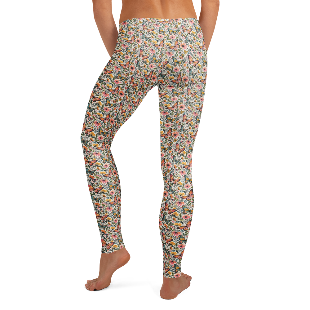 Butterfly Dreams Leggings with Nature Doodle Design alternate view