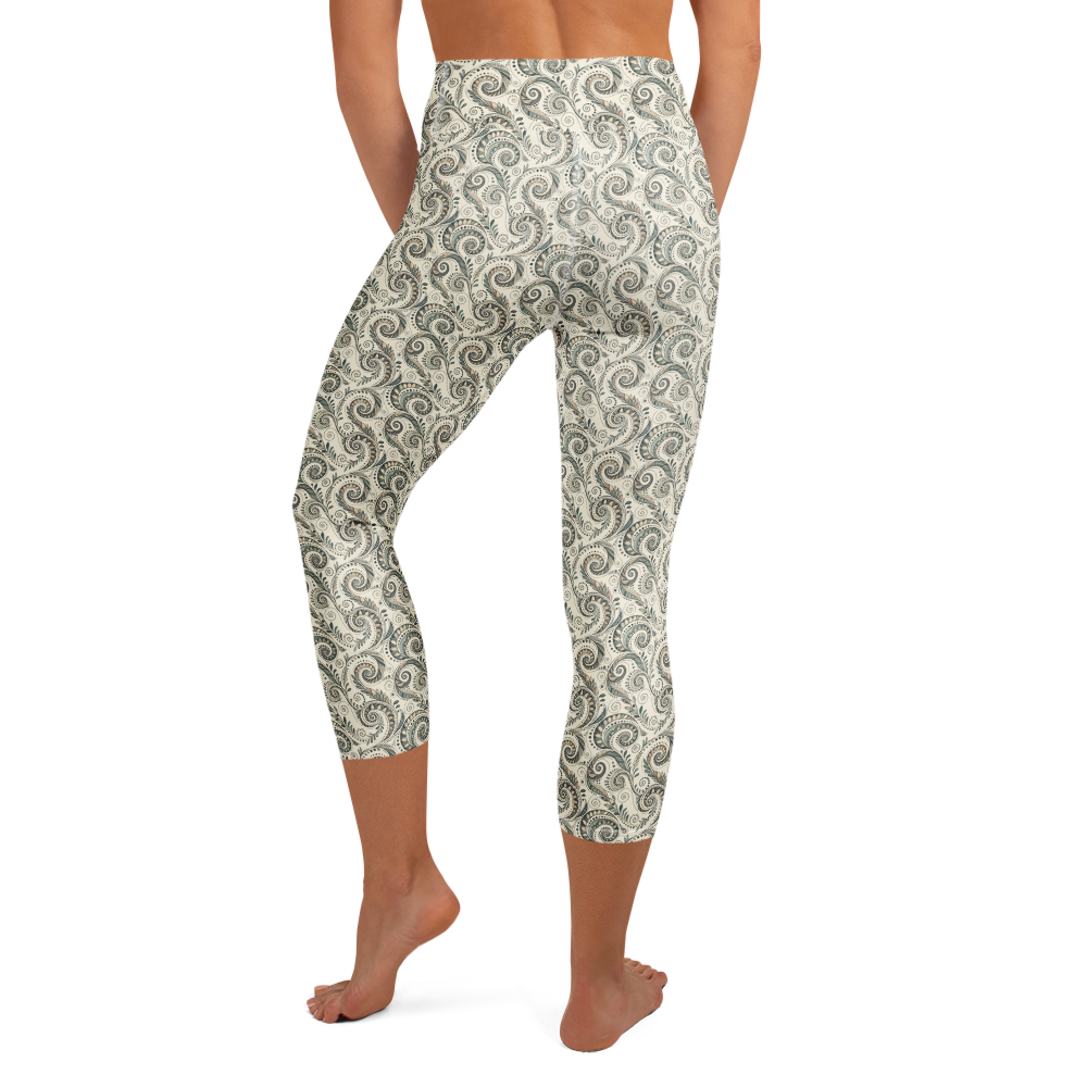 Spiral Zentangle Yoga Capri Leggings - Serenity in Spirals alternate view