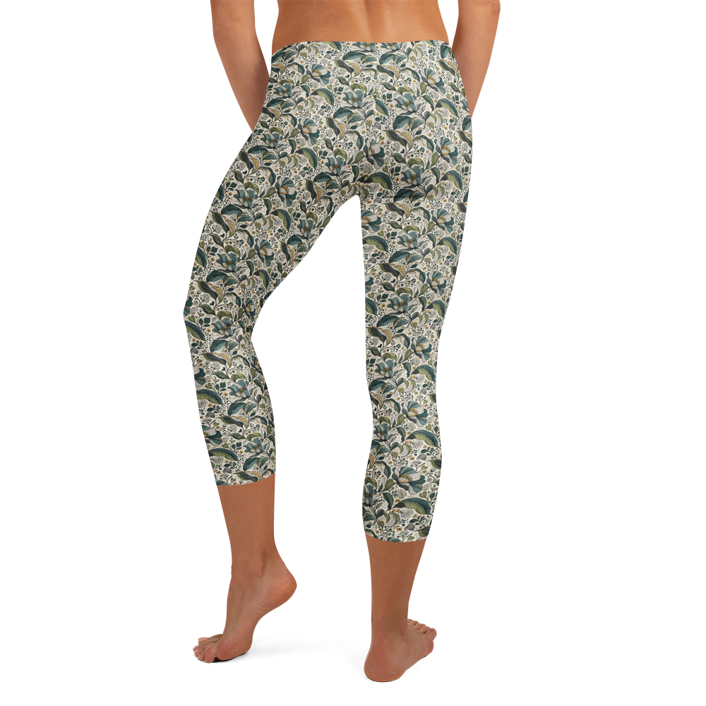 Botanical Zentangle Capri Leggings - Botanical Ink Flow alternate view