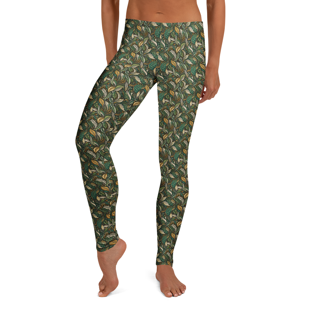 Zentangle Full-Length Leggings - Enchanted Foliage Symphony