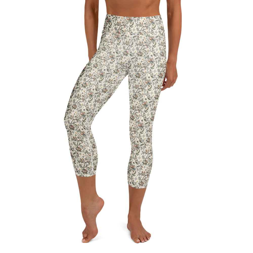 Zentangle Yoga Leggings - Meditative Botanical Patterns