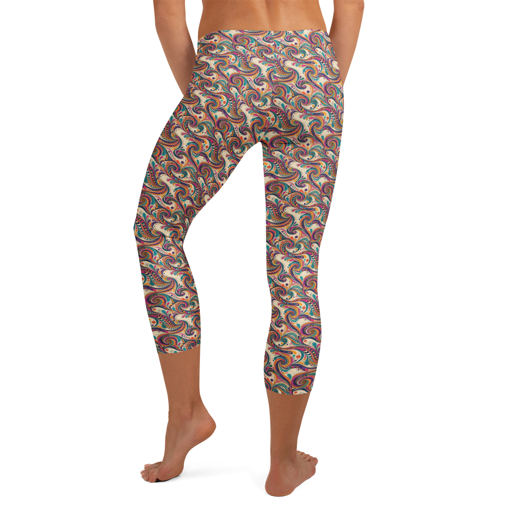 Psychedelic Capri Leggings - Hypnotic Swirl Design alternate view