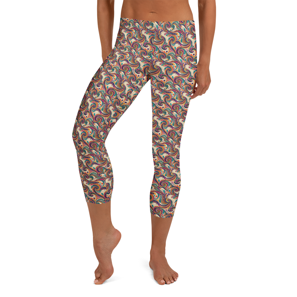 Psychedelic Capri Leggings - Hypnotic Swirls