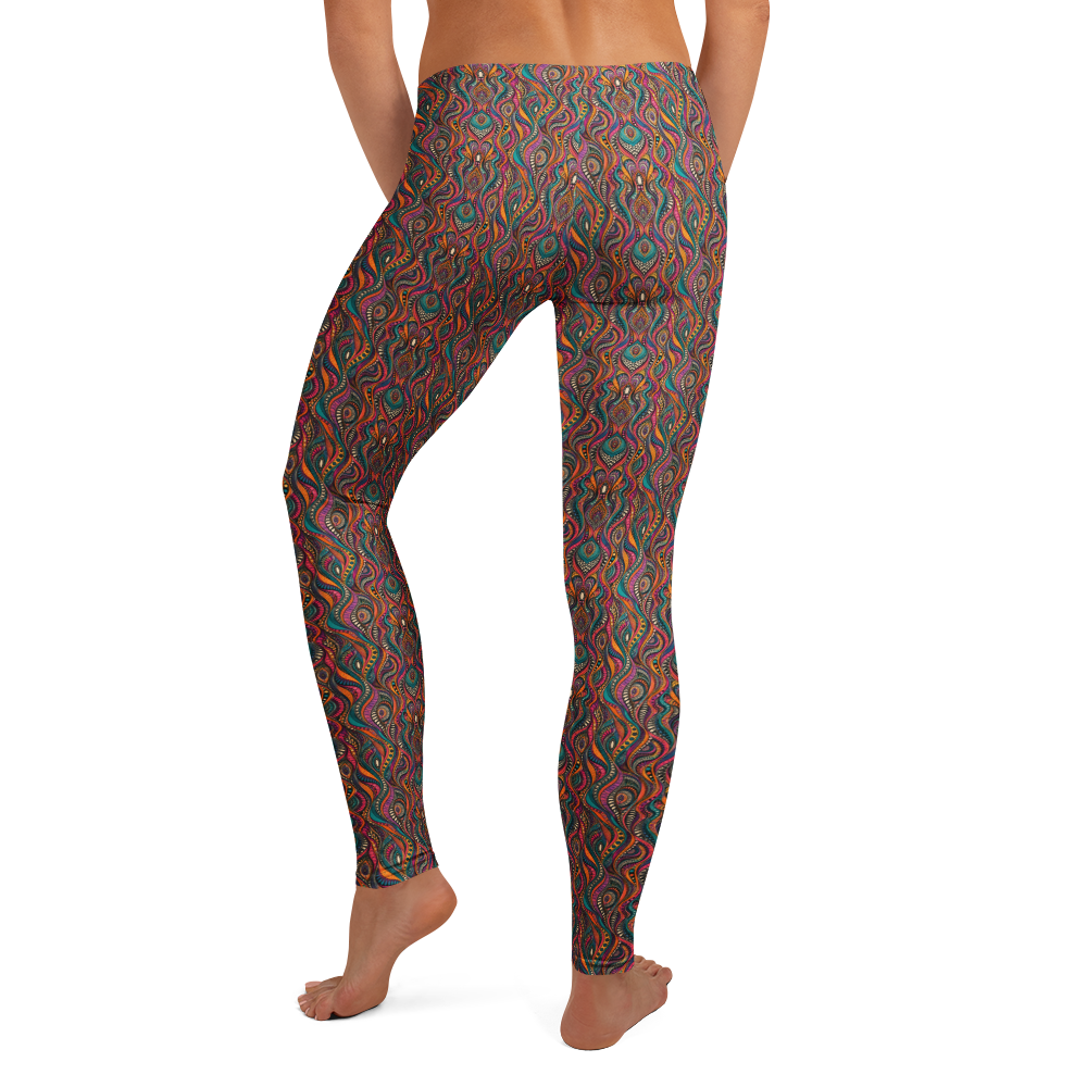 Psychedelic Full-Length Leggings - Ornate Optical Illusion alternate view