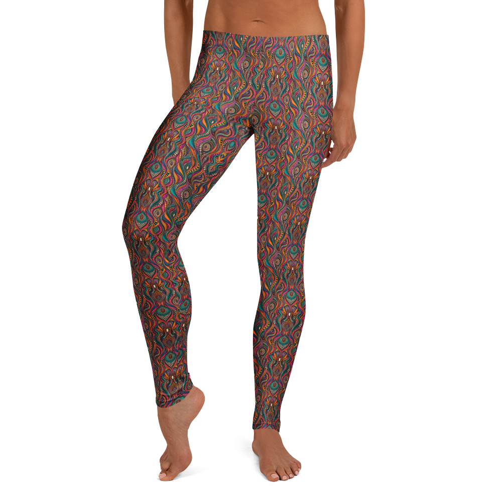 Psychedelic Full-Length Leggings - Ornate Optical Illusion