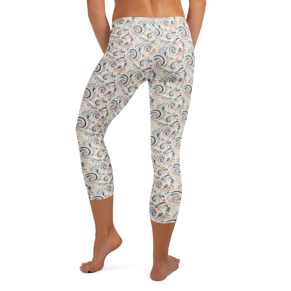 Swirling Doodle Capri Leggings - Abstract Design alternate view