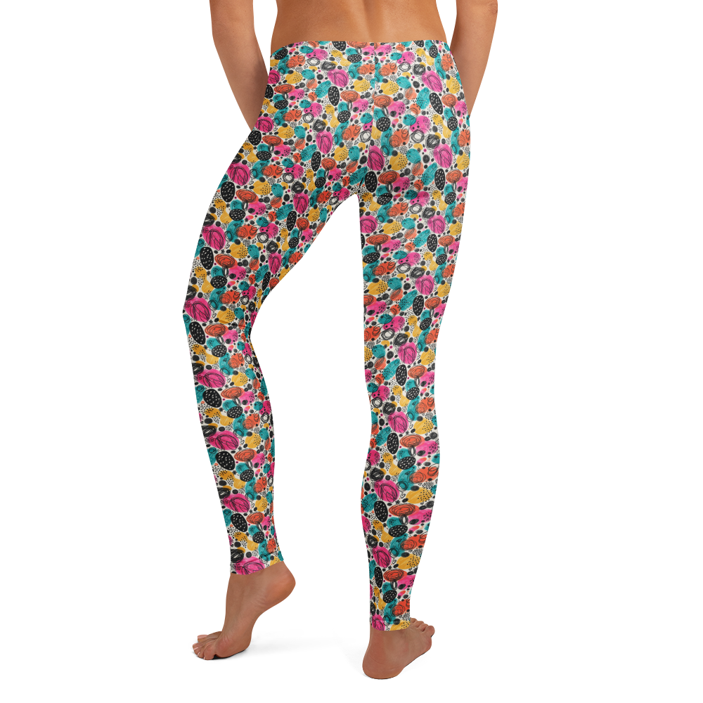 Abstract Doodle Leggings - Scribble Diffusion Design alternate view