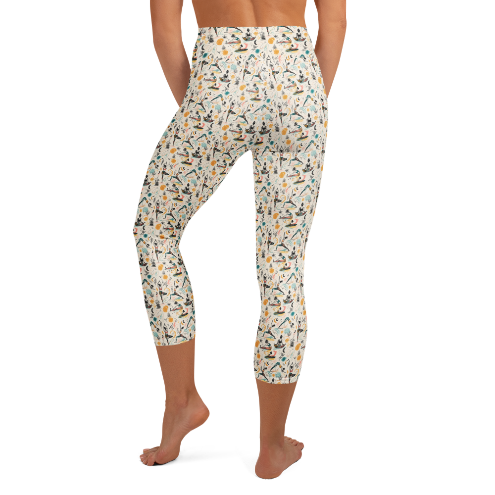 Artistic Abstract Doodle Yoga Capri Leggings - Scribble Diffusion alternate view